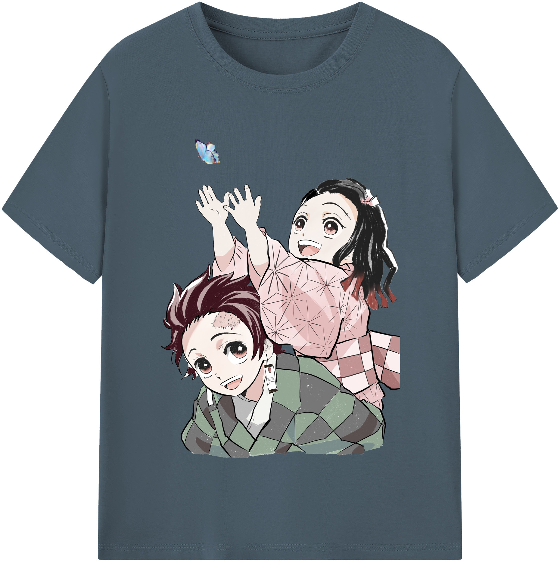 （画像用） 鬼滅の刃（きめつのやいば）竈門 禰󠄀豆子／かまど ねずこ Kamado Nezuko 綿100％半袖Tシャツ（フロントプリント）